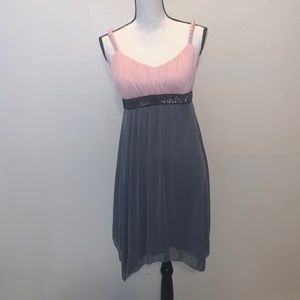 En Focus Studio grey pink sequined asymmetrical dress